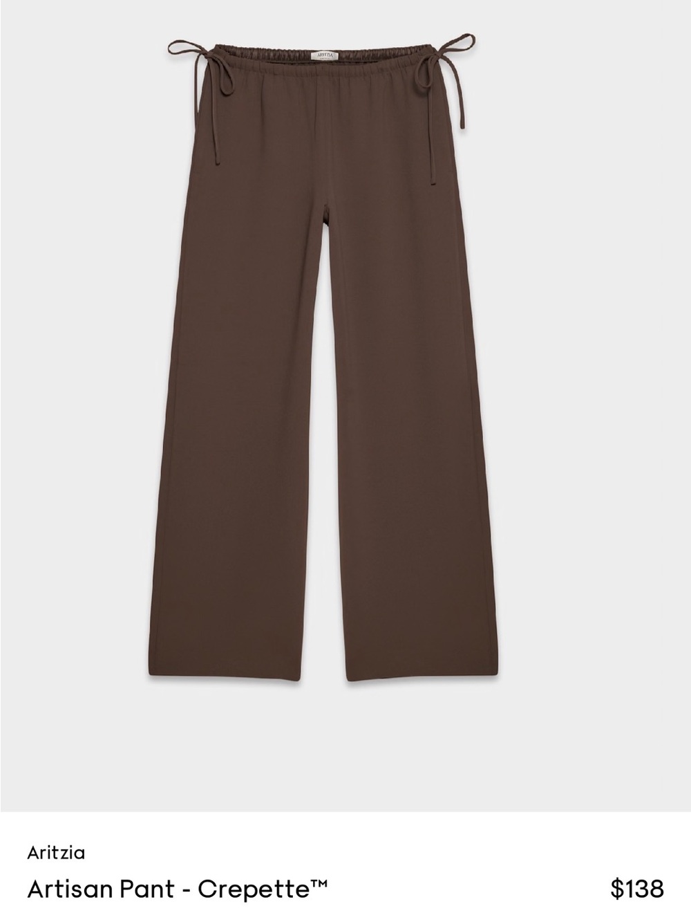 Aritzia Artisan Crepette™ Wide-Leg Pants in Dark Brown - Picture 4 of 4